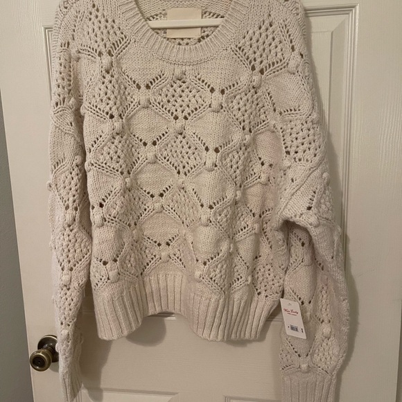 NWT Lucky Brand sweater XL cream off-white open weave - Picture 3 of 7